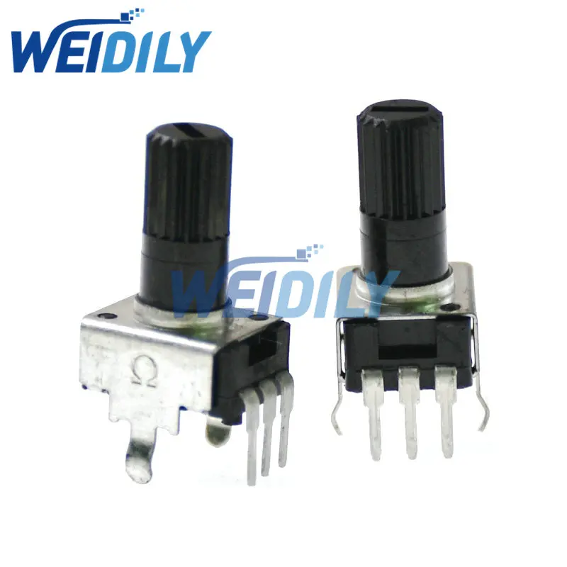 RV09 Vertical 12.5mm Shaft Long 1K 2K 5K 10K 20K 50K 100K 1M 9Type 3Pin Seal Rotary Potentiometer 10PCS adjustable resistor rotary potentiometer