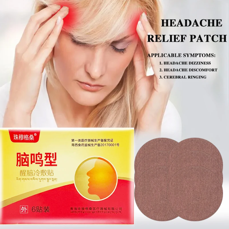 

6PCS Headache Migraine Relief Patch Head Pain Treatment Medical Plaster Chinese Herbal Medicine for Anxiety Nerve Relax Care