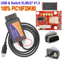 New 100% PIC18F25K80 Chip ELM327 V1.5 USB Switch ELM 327 CAN /MS CAN For Forscan OBD2 Diagnostic Scanner Free Shipping 1
