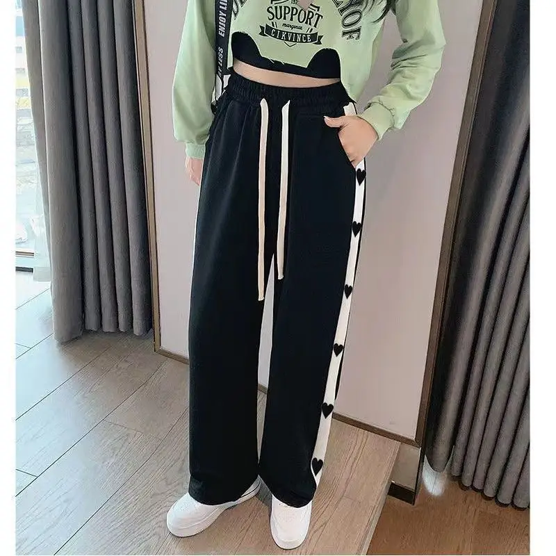 Spring Summer New Thin Patchwork Wide Leg Pants High Waist Solid Loose All-match Straight Pants Casual Fashion Women Clothing