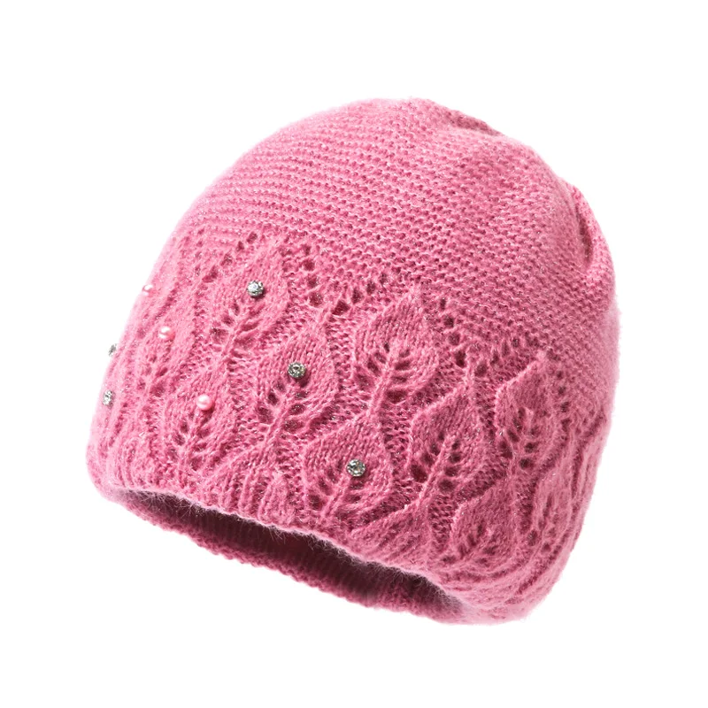 Elegante Winter Hut Weibliche Plus Veet Gestrickte Visiere Hüte Für Frau Mama Oma Kappe Herbst Mode Skullies Beanies_voghion.com