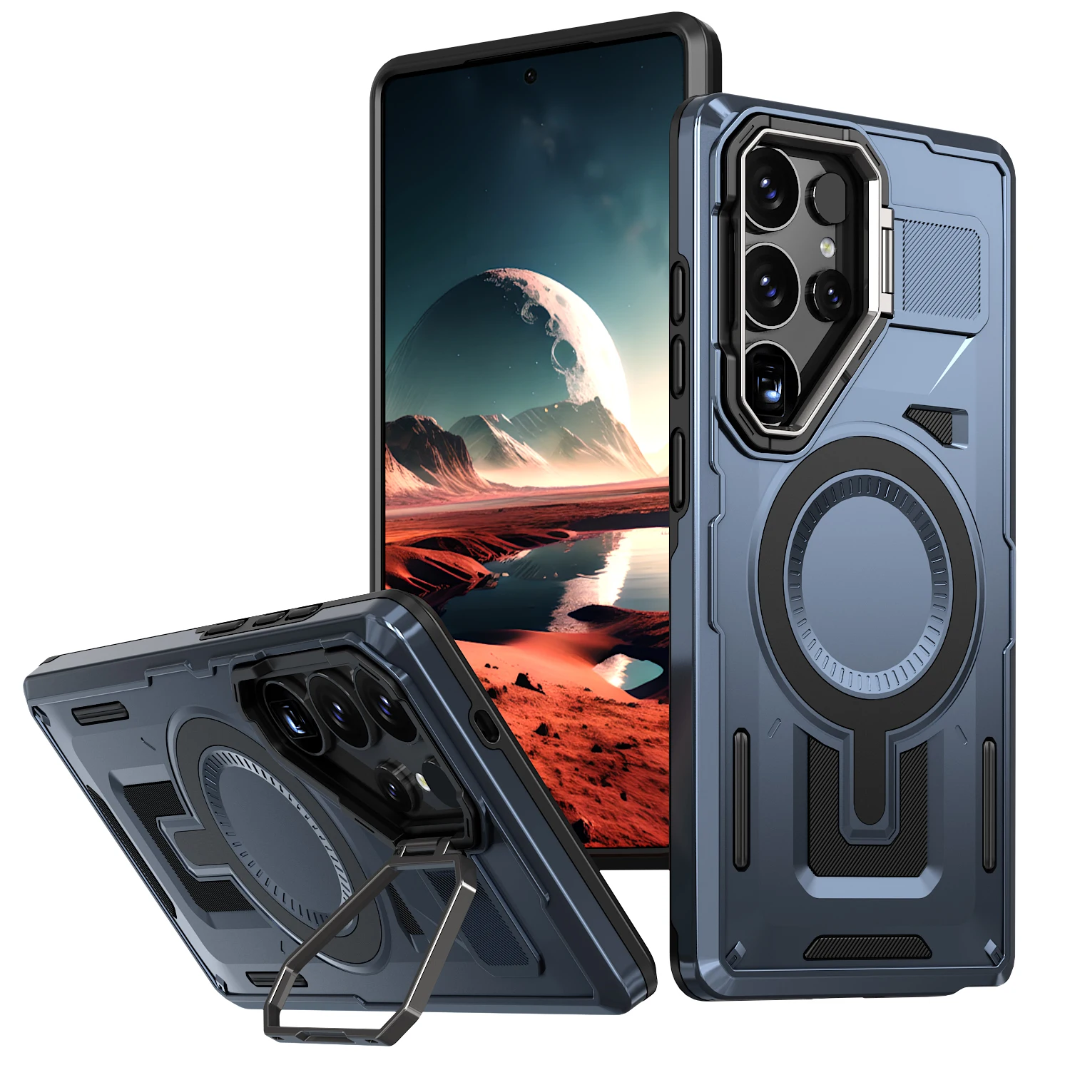 Shockproof Armor Case with Metal Camera Holder and Rugged PC Cover