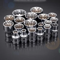 18pcs/set Short 3/8" Square drive 12 point PT metric Torx Socket Ratchet wrench adapter 12 Angles Plum Blossom Sleeve 6mm-24mm 2