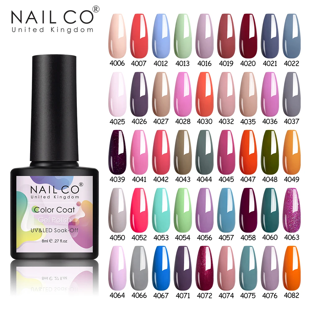 NAILCO Smalto per unghie gel 8ml 81 colori Vernice gel UV Soak Off LED e UV Unghie Manicure Design fai da te Vernici per nail art Gel Lacquer Coat