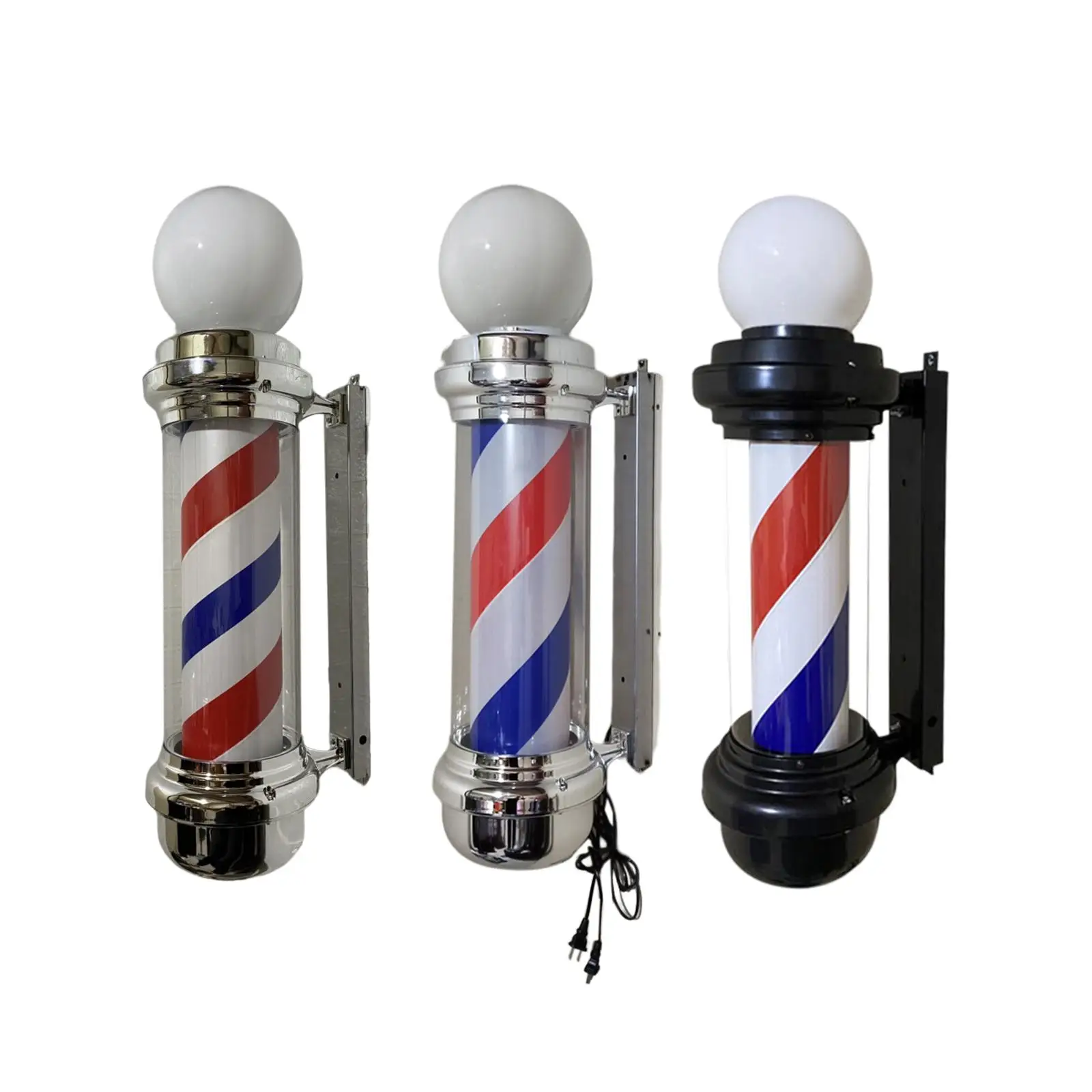 Barber Pole LED Light Rotating Hair Salon Shop Sign Light Party Wall Lamp for Outdoor