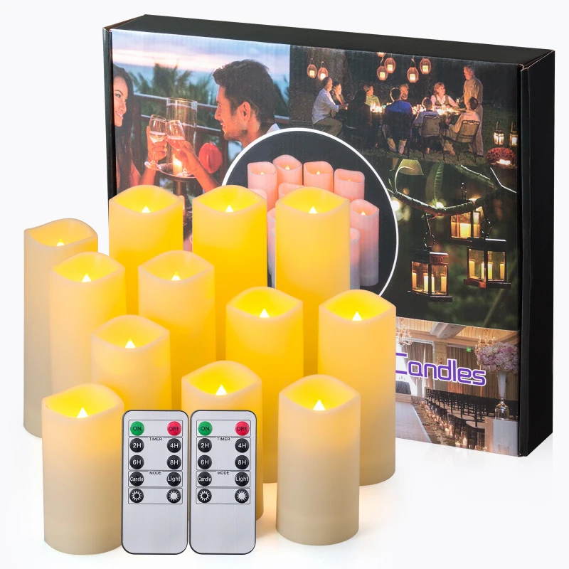 12/6Pcs LED Flameless Candles Battery Powered Candles with Remote and