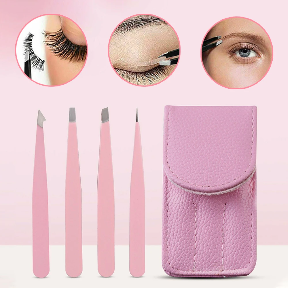 4 Pcs High Quality Eyebrow Plucker Tweezers Eyebrow Trimming Set