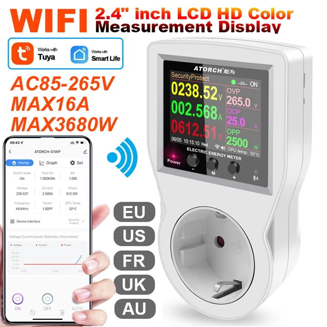 Wifi Prise Intelligente Wattmètre Numérique 220v Ac Compteur De  Consommation Électrique De Prise De Courant Ue Kilowatts Puissance Compteur  D'énergie - Compteurs D'énergie - AliExpress