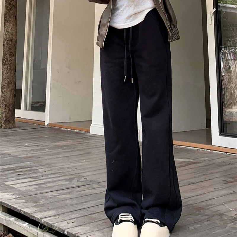 Deeptown Baggy Gray Sweatpants Women Jogger Sports Korean Style Harajuku Pants Casual Jogging Wide Leg Trousers Summer Fashion
