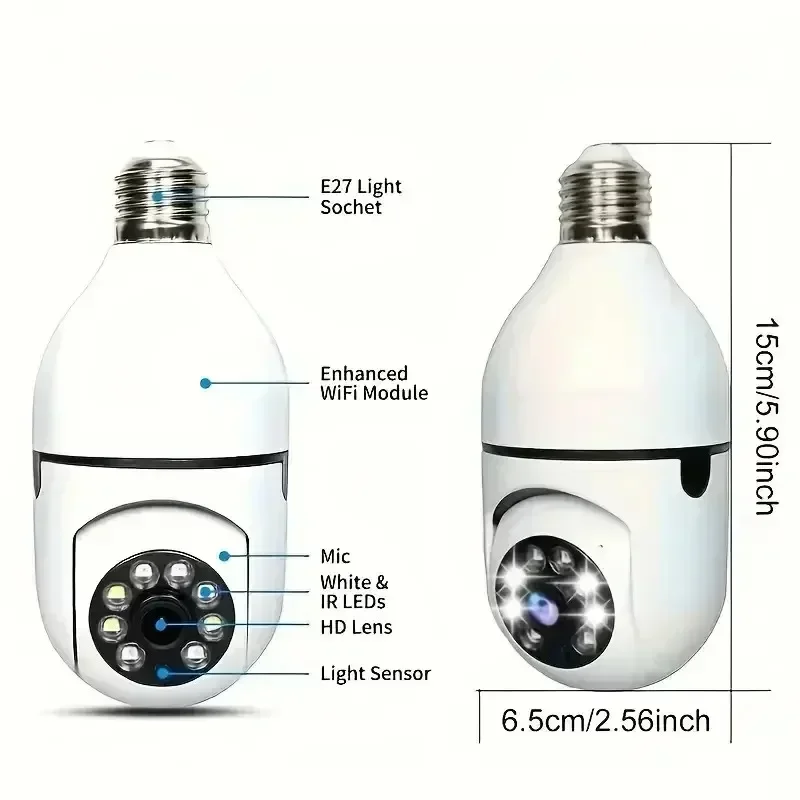 Bulb Camera Panoramic bulb camera wireless E27 projection 360 degree rotation high-definition night vision full-color