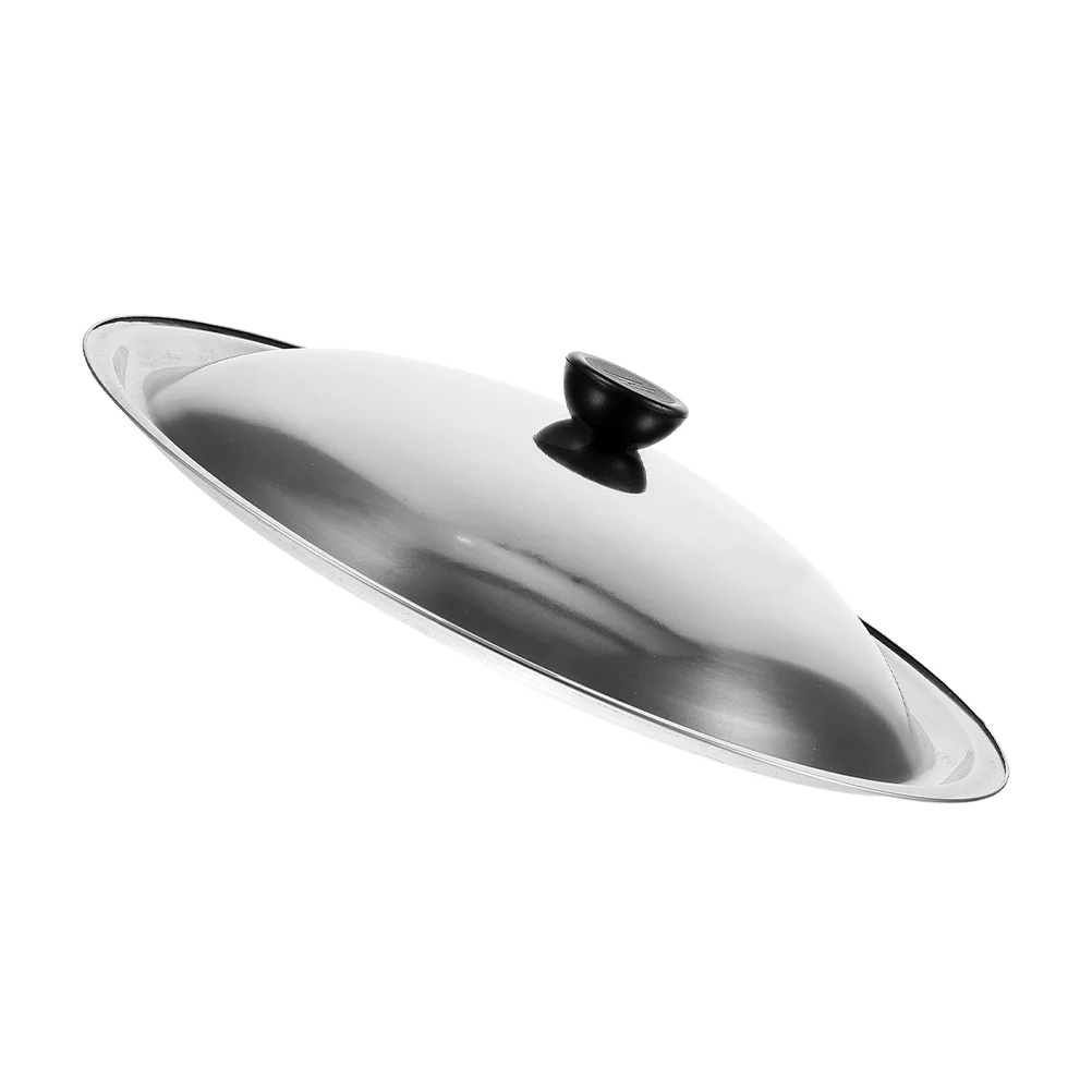 Thickened Stainless Steel Lid For Cover Wok Grease Splatter Metal Cookware Parts Kitchen Utensils Sturdy Handle Wear Resistant