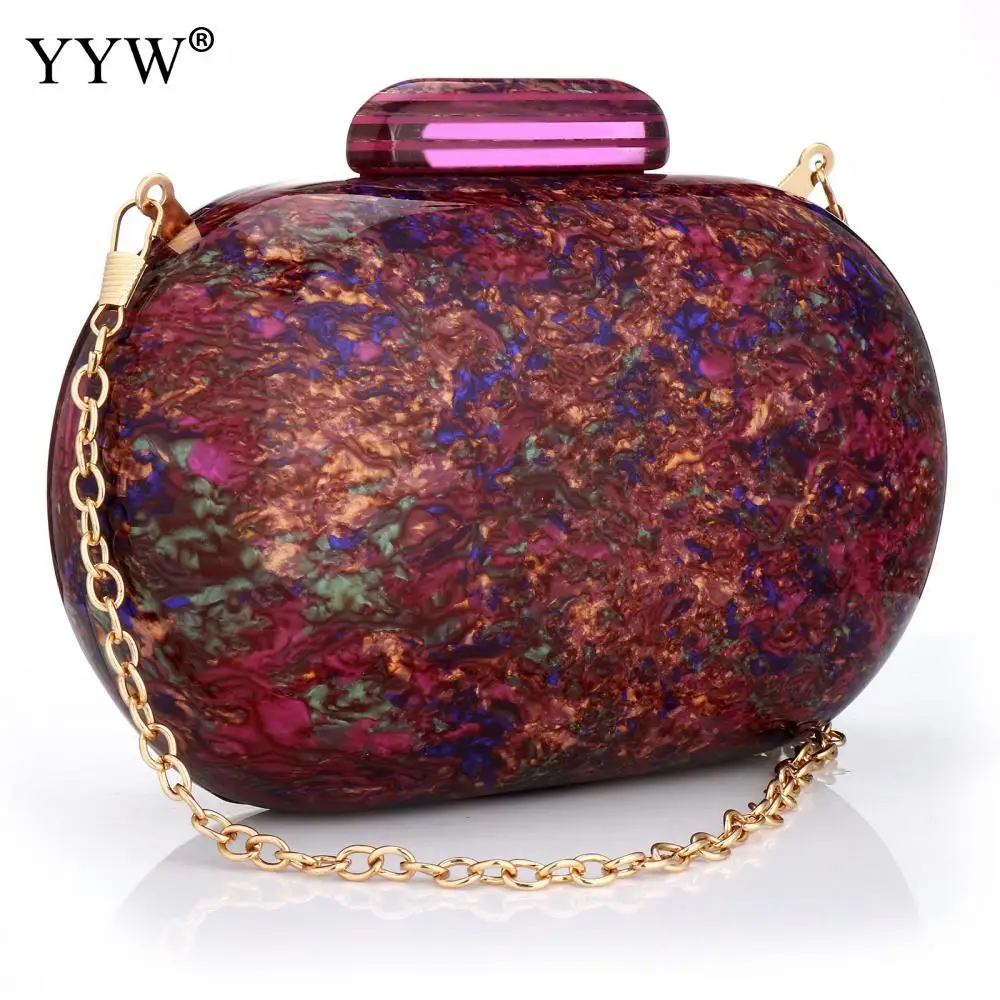 YYW Design Shell Acrylic Clutch Purse Women Marble Bag Luxury