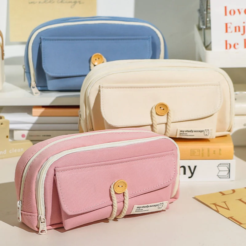 

Японский милый простой карандаш-карандаш в стиле макарон, Женский Четырехслойный сетчатый промежуточный пенал большой емкости, милые канцелярские товары для студентов