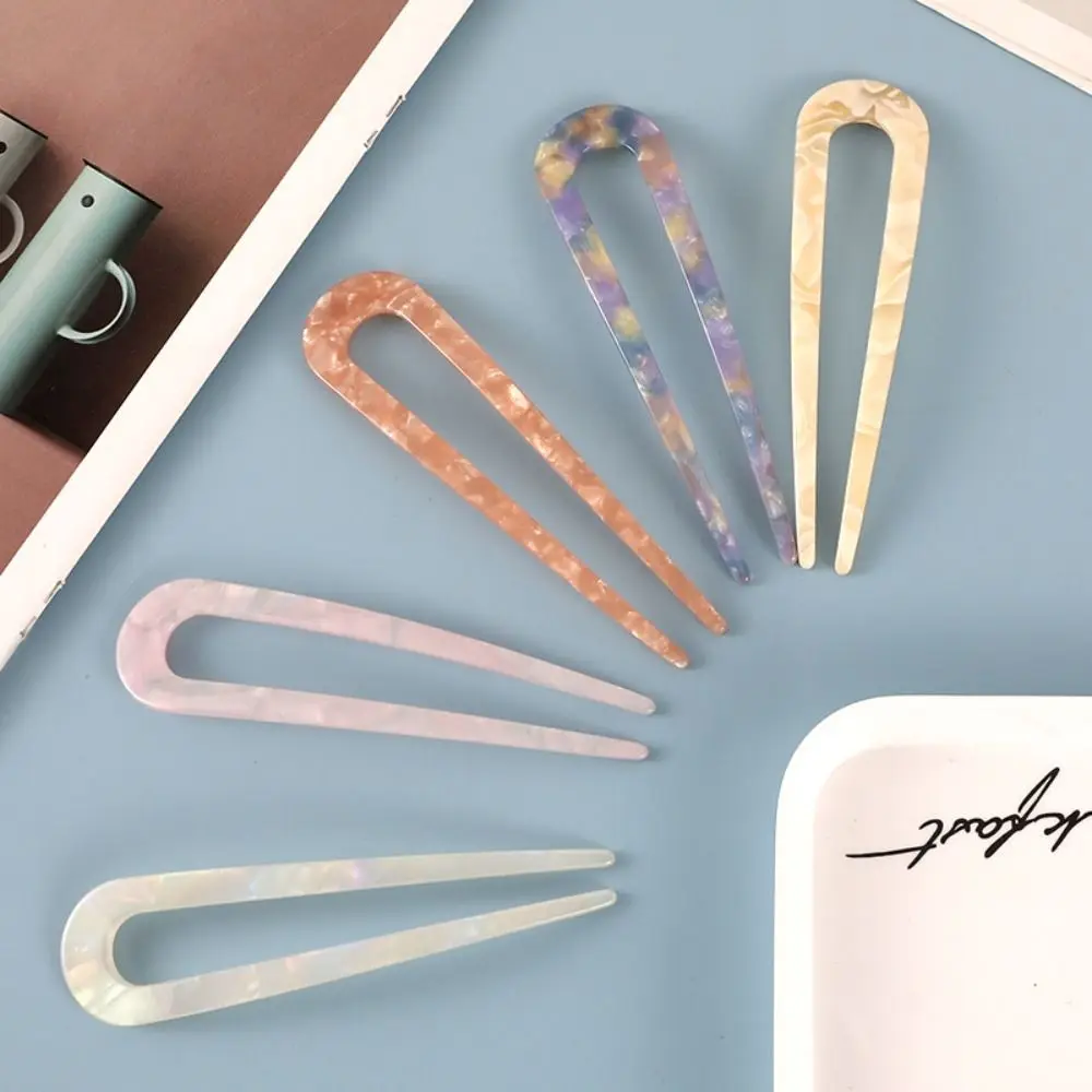 Elegant U-Shaped Hair Fork Acetate Geometric Design Hair Pins Headwear Hair Sticks for Women Girls