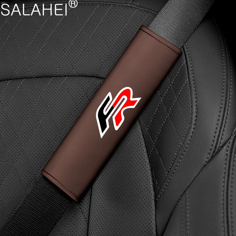 2Pcs High Quality Car Interior Genuine Leather Seat Belt Shoulder Cover Pads For Seat FR Leon Ibiza Altea Exe 5f Mk2 Mk3 TARRACO