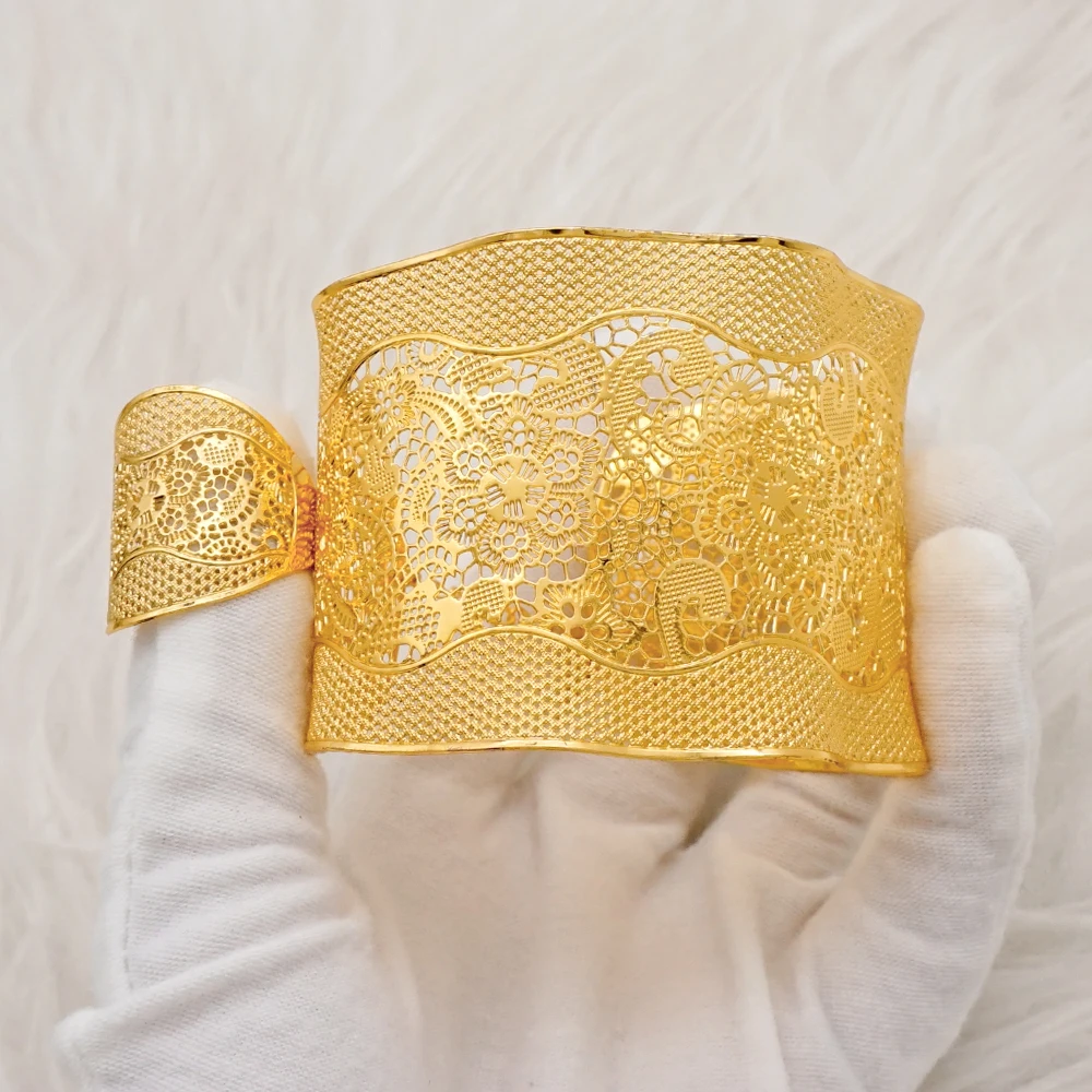 Light Weight Indian Bangles With Ring For Women African Arabic Charm Dubai Gold Color Bracelet Jewelry Nigerian Wedding Gift