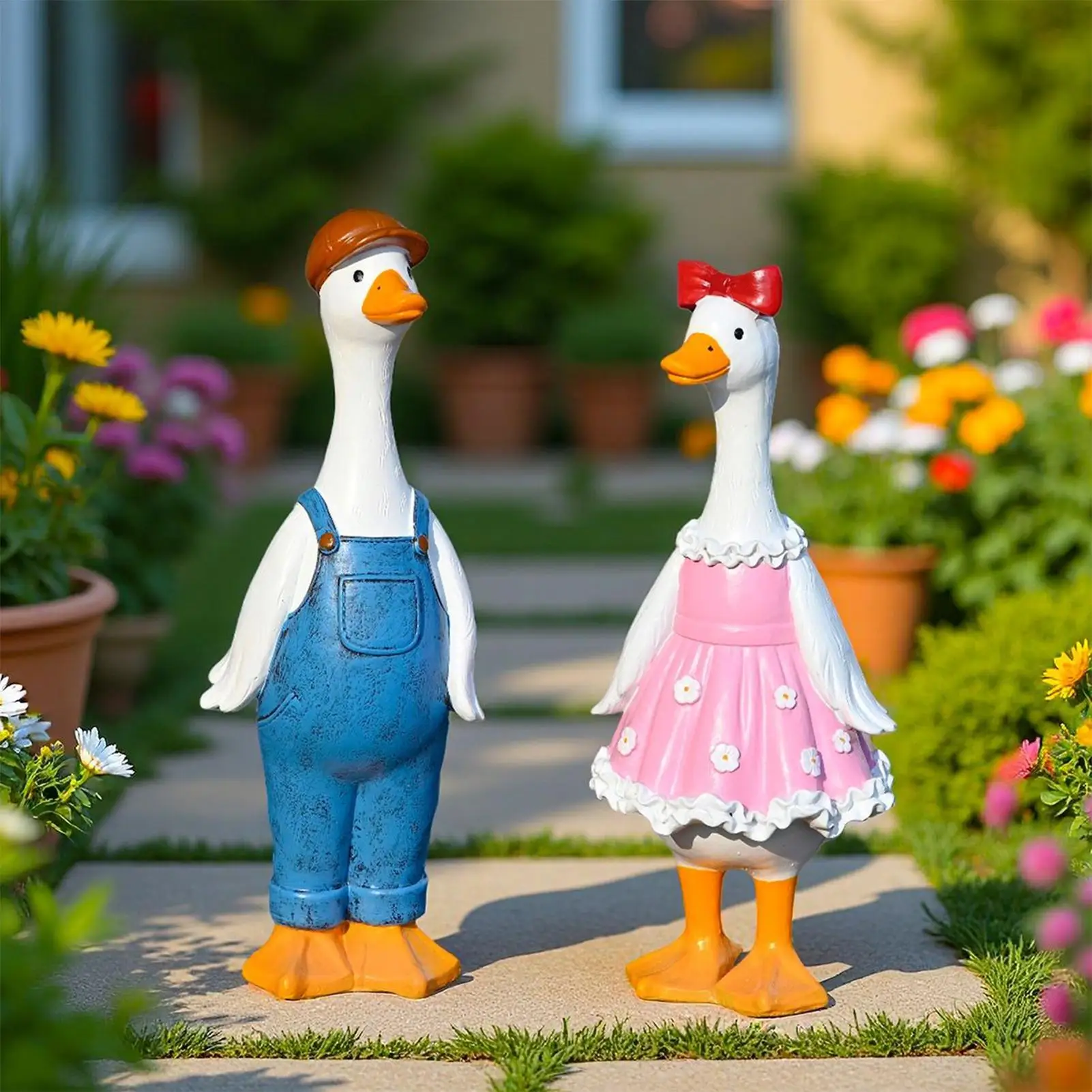 Duck Figurines Funny Animal Sculpture Home Decorations Resin Duck Sculpture For Holiday Garden Backyard Yard Porch Home