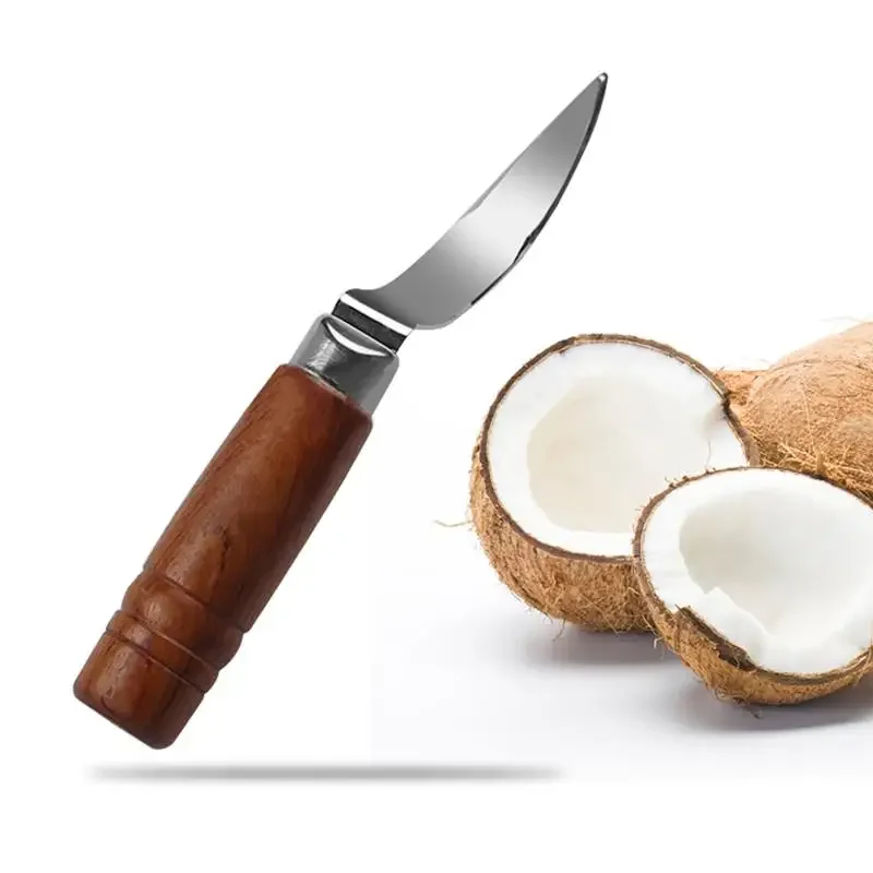 Digging Coconut Tool Stainless Steel Coconut Meat Extractor Shaving Cutter Wooden Handle Household Tools