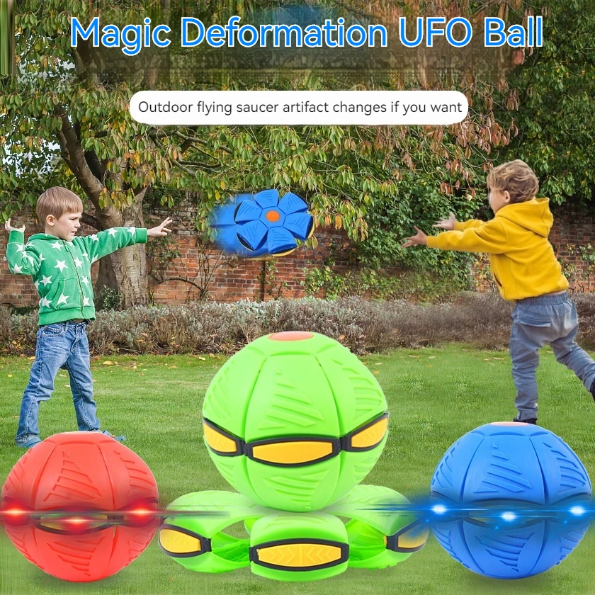 

Elastic treading ball Magic flying saucer Metamorphosis ball footer glow-in-the-dark bouncing ball children's toy gift