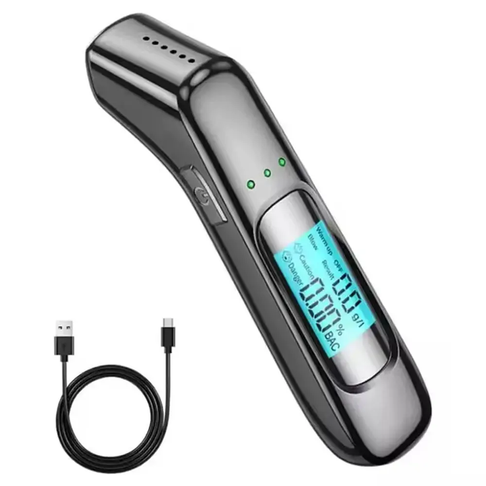 Air Blowing LCD Display Detector Portable Alcohol Breath Tester Breathalyzer Test Non-Contact Breath Alcohol Tester