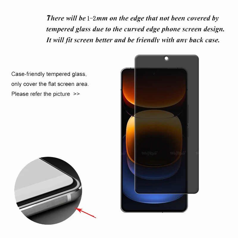 4-Pack Tempered Glass HD 9H Privacy Screen Protector with Anti-Spy Glue