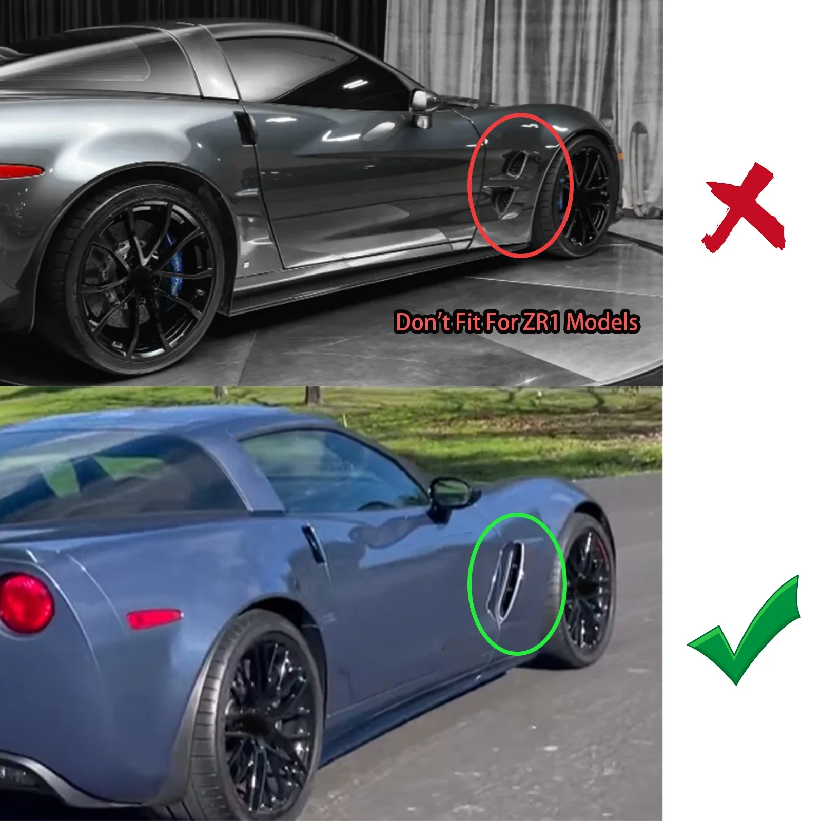 쉐보레 코르벳 C6 Z06/ 그랜드 스포츠 2005-2013 프론트 사이드 펜더 벤트 무광 블랙 카본 파이버 도색 자동차 액세서리