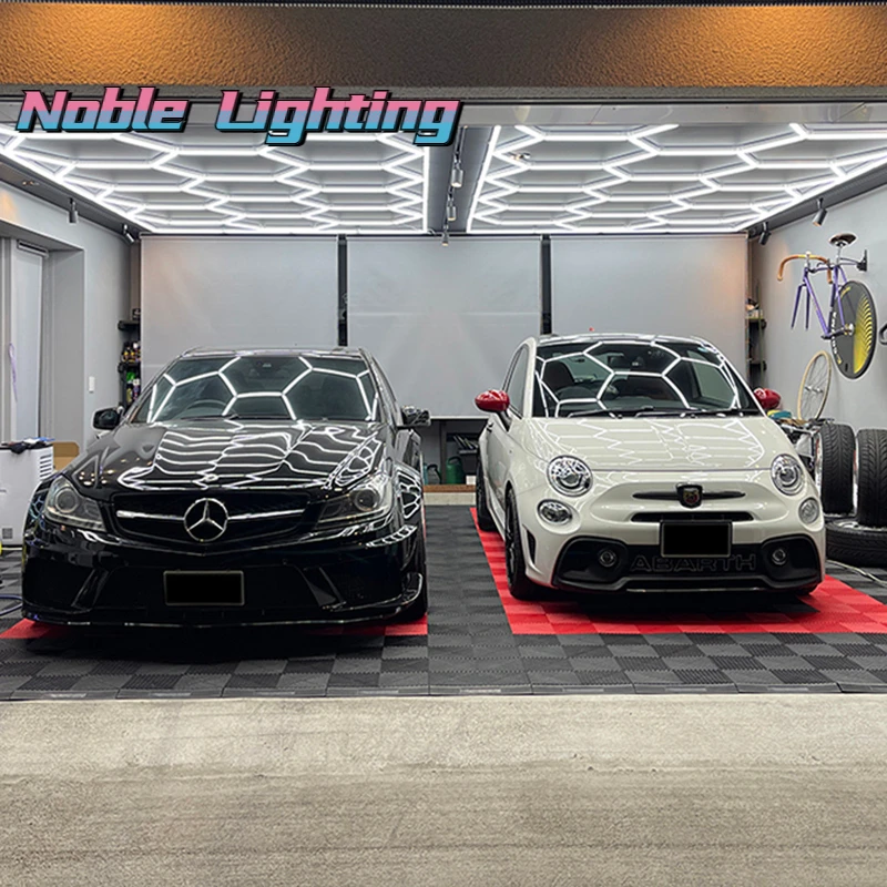 맞춤형 벌집 LED 자동차 디테일링 천장 조명, 맞춤형 육각형 조명, 자동차 쇼룸 4S 워크샵 직송, 23.5m * 9.15m