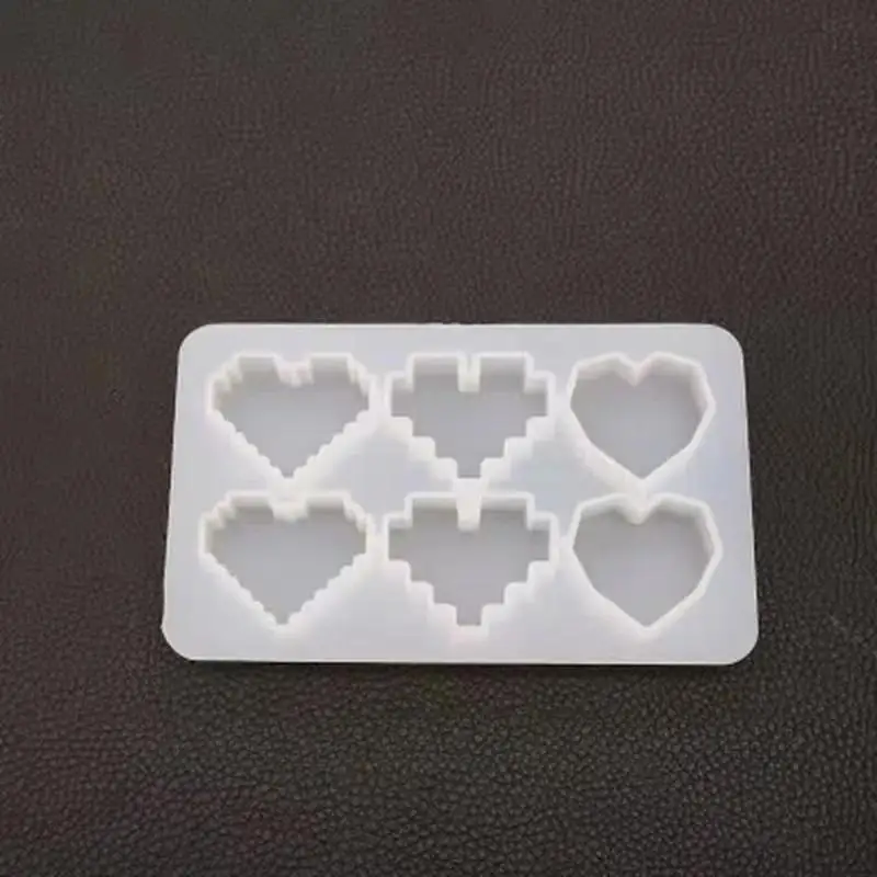 창의적인 DIY 수제 보석 도구 펜던트 실리콘 몰드 레진 크리스탈 UV 에폭시 레진 몰드 픽셀 사랑 하트 모양 고광택