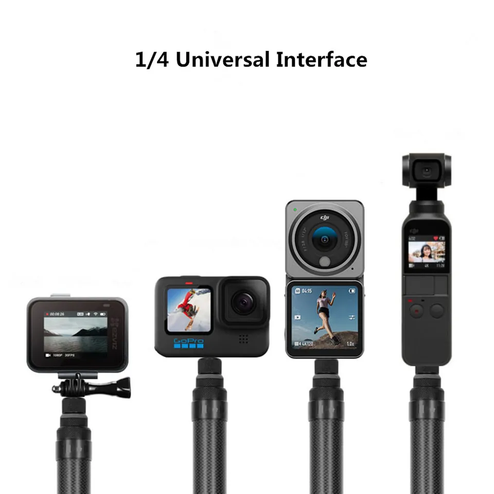 Funnyfox Selfie-Stick Aus Kohlefaser Für Actioncams – Verlängerbar 33cm Bis 2m, Für GoPro Hero 8-13 & Insta360