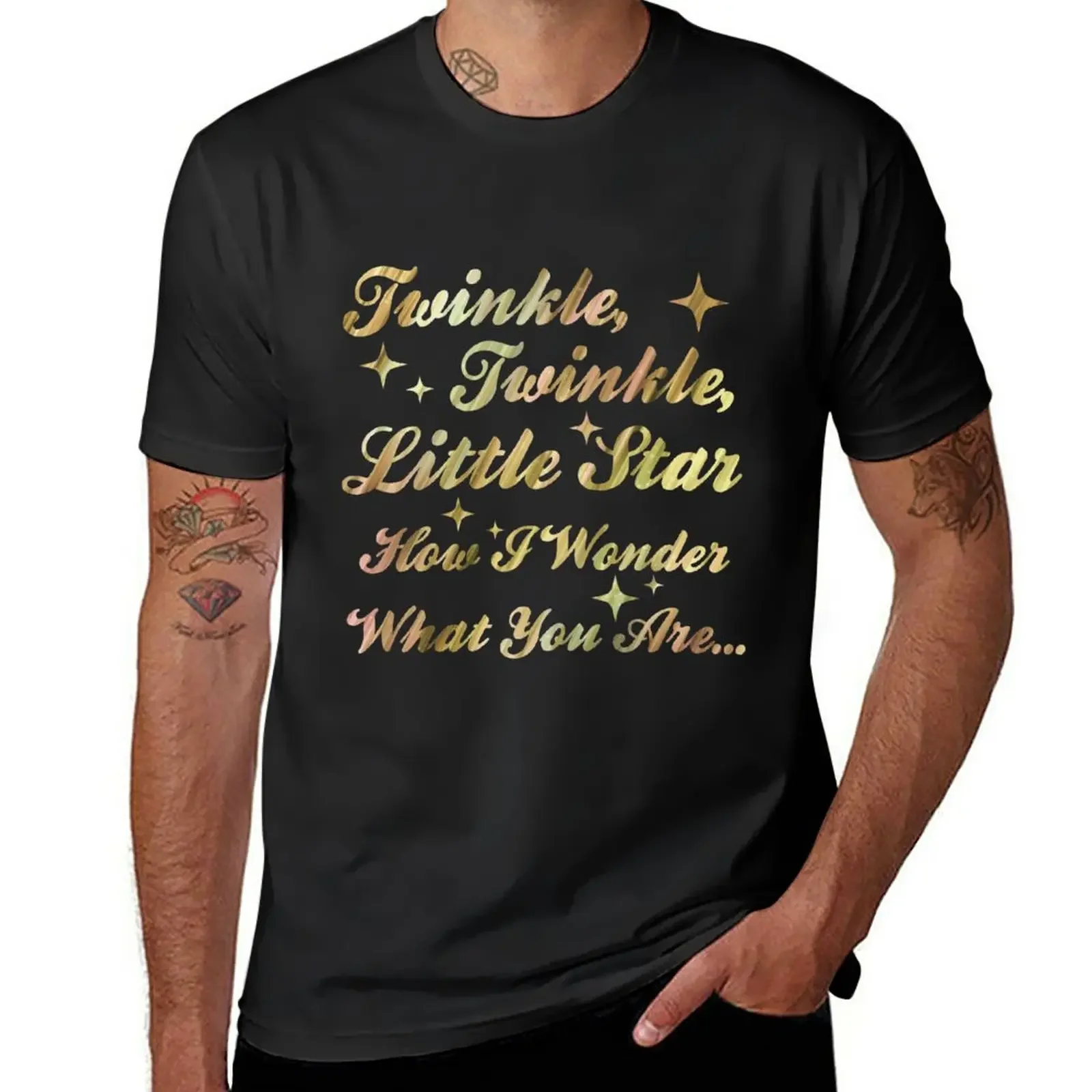 Twinkle, Twinkle, Little Star (gold sparkle) T-Shirt customizeds summer top t shirts for men