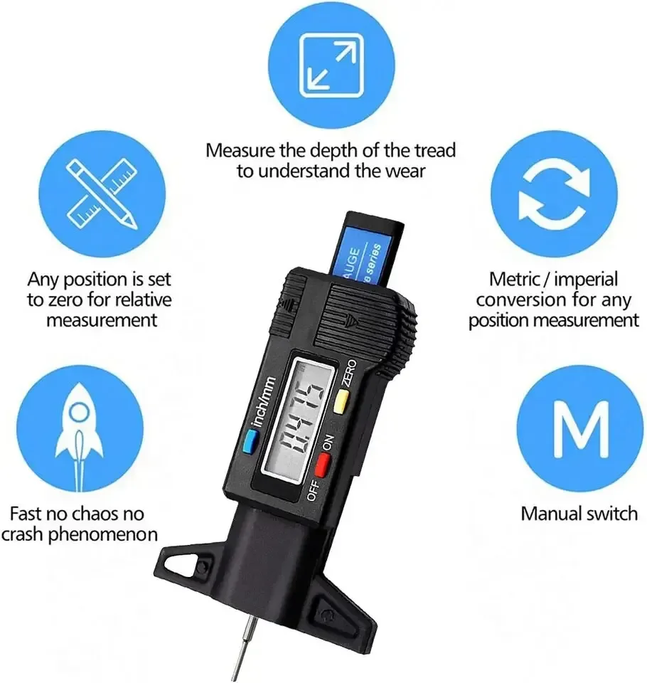 Digital Caliper Tread Depth Gauge For Car Tire Measurer