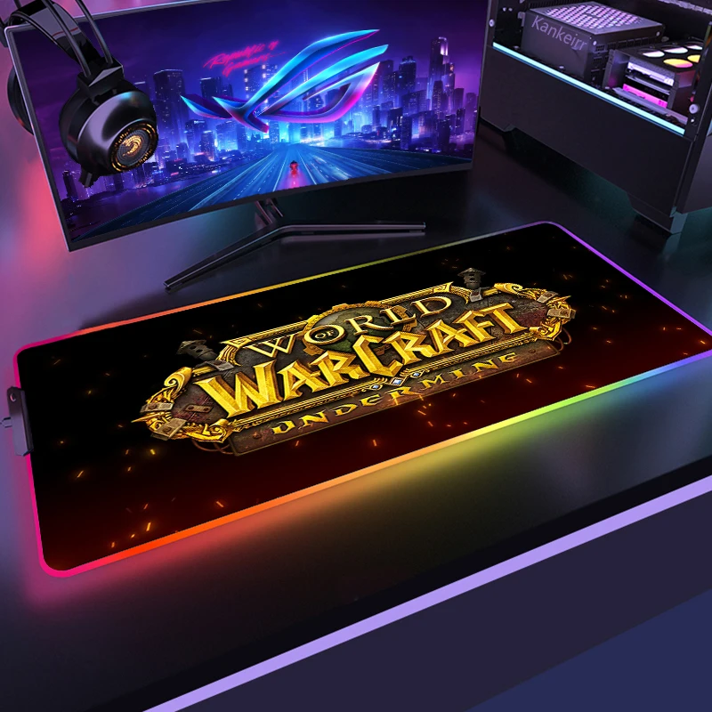 

World of Warcraft Backlit Mat Cute Mouse Pad With Rgb Keyboard Mats Pc Accessories Desk Protector Mousepad Xxl Large Mouse Pads