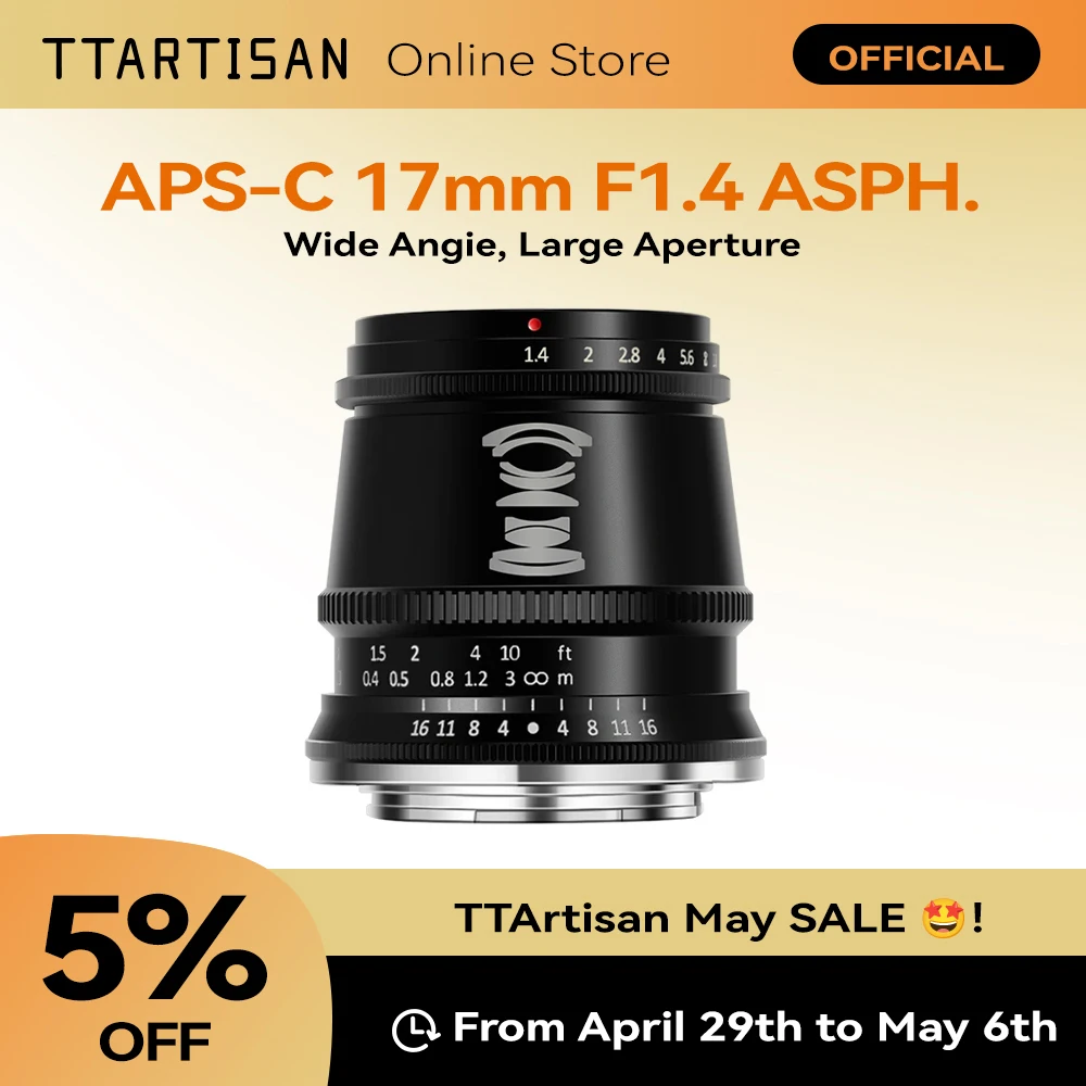 

TTArtisan 17mm F1.4 Wide Angle Camera Lens for Sony E Mount Fujifilm XT3 XA7 XE Canon M Leica L Nikon Z Panasonic Olympus M43