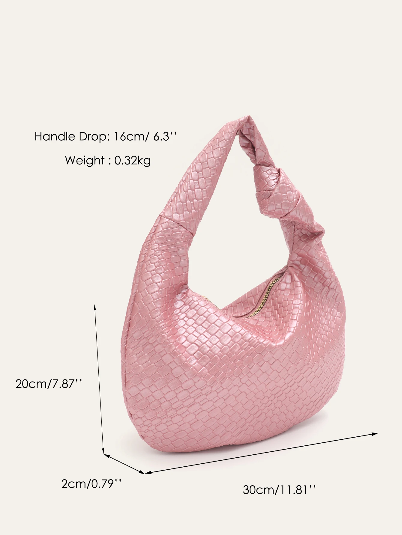 CEZIRA Women Classic Fashion Woven Embossed Hobo Soft PU Vegan Leather Knotted Strap Small Top-handle Shoulder Bag_voghion.com