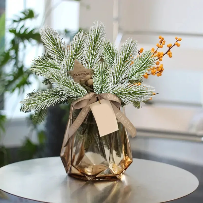 Description Picture 4 of item10Pcs Artificial Snow Pine Needles Fake Plants DIY Scrapbooking Accessories Christmas Wreath Decoration Home Decorative