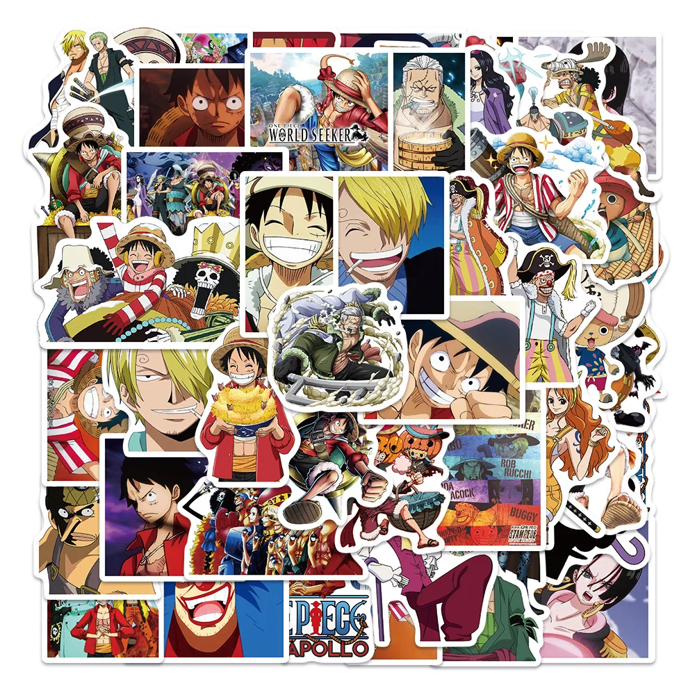 50PCS Anime One Piece Cartoon Stickers Graffiti Car Motorcycle Travel Luggage Guitar Waterproof Cool Decals Kid Sticker |