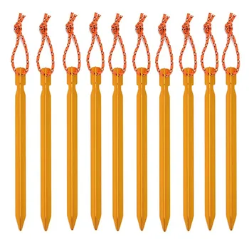 10Pcs/lot 18cm Aluminum Alloy Outdoor Garden Stakes Ground Nail Heavy Duty With Reflective Cord Hammock Camping Windproof Stakes