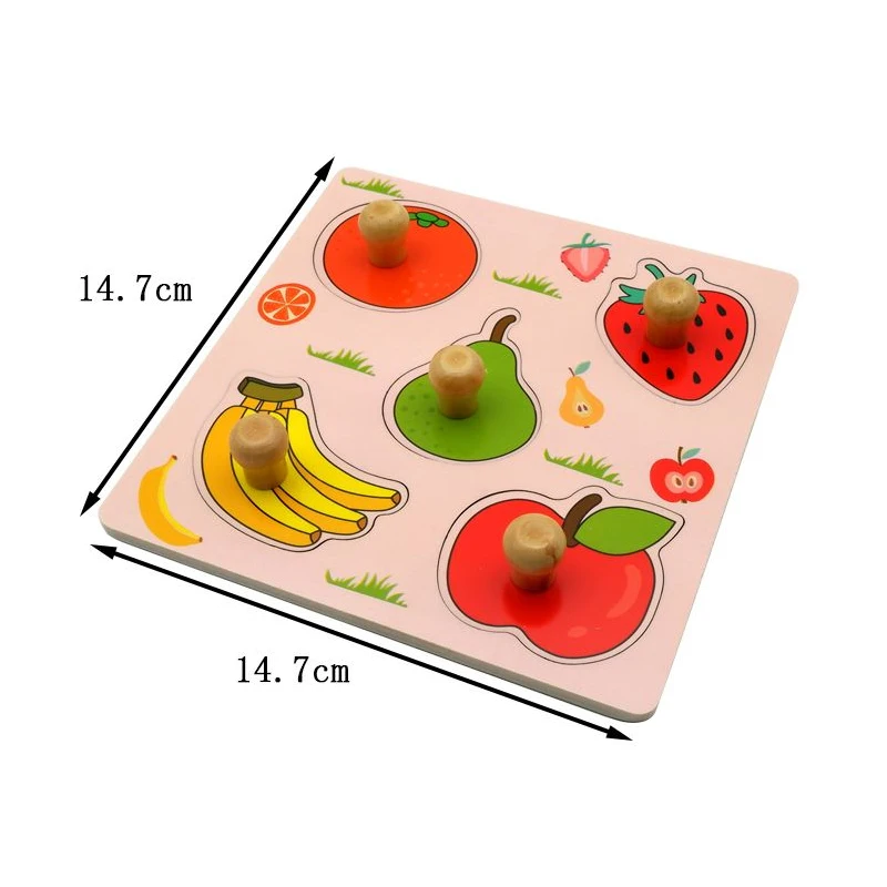 Kids Montessori 3D Wooden Puzzle Hands Grab Child Puzzle Educational Learning Toys Baby Games Puzzles For Kids 1 2 3 Years Old 6