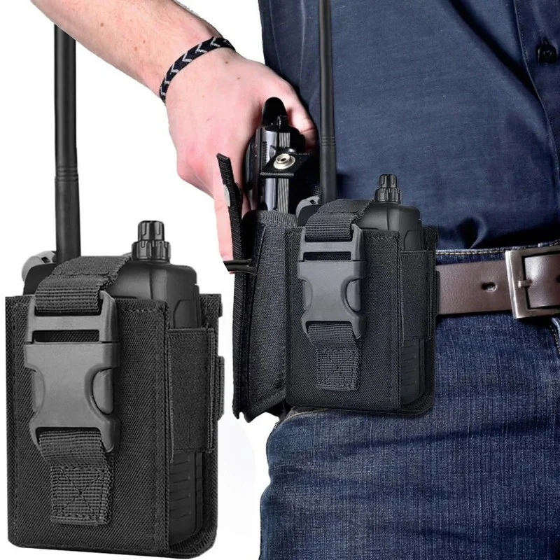 Tactical Walkie Talkie Holder Bag Molle Radio Pouch Nylon Waist Pack Pocket Pendant Pouch Hunting Accessories walkie talkie bag