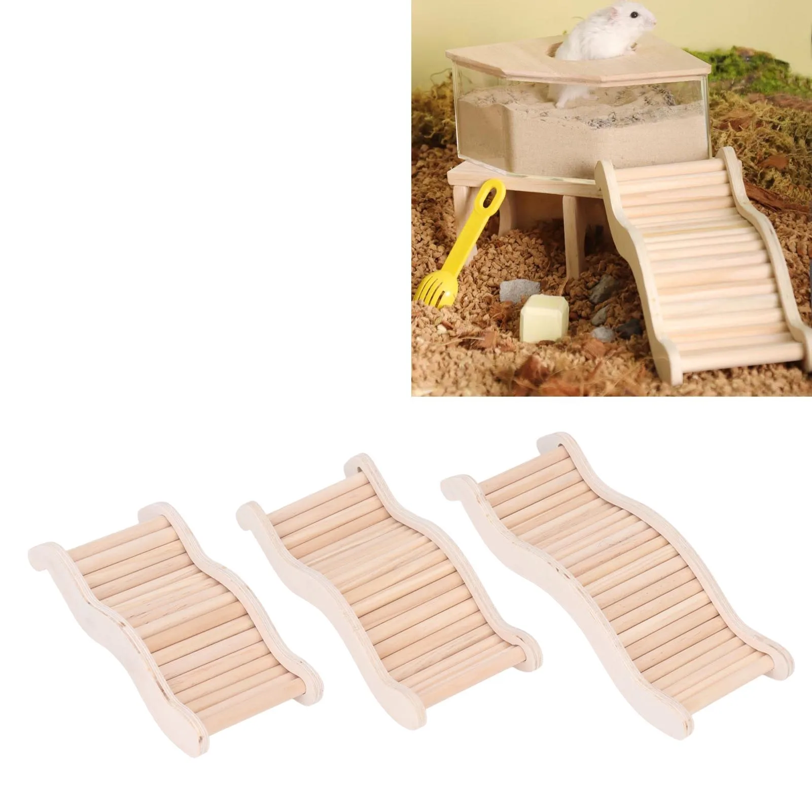 Hamster Climbing Ladder Multipurpose Easy Installation Decorative Beech and Birch Interactive Wood Hamster Ladder for Home