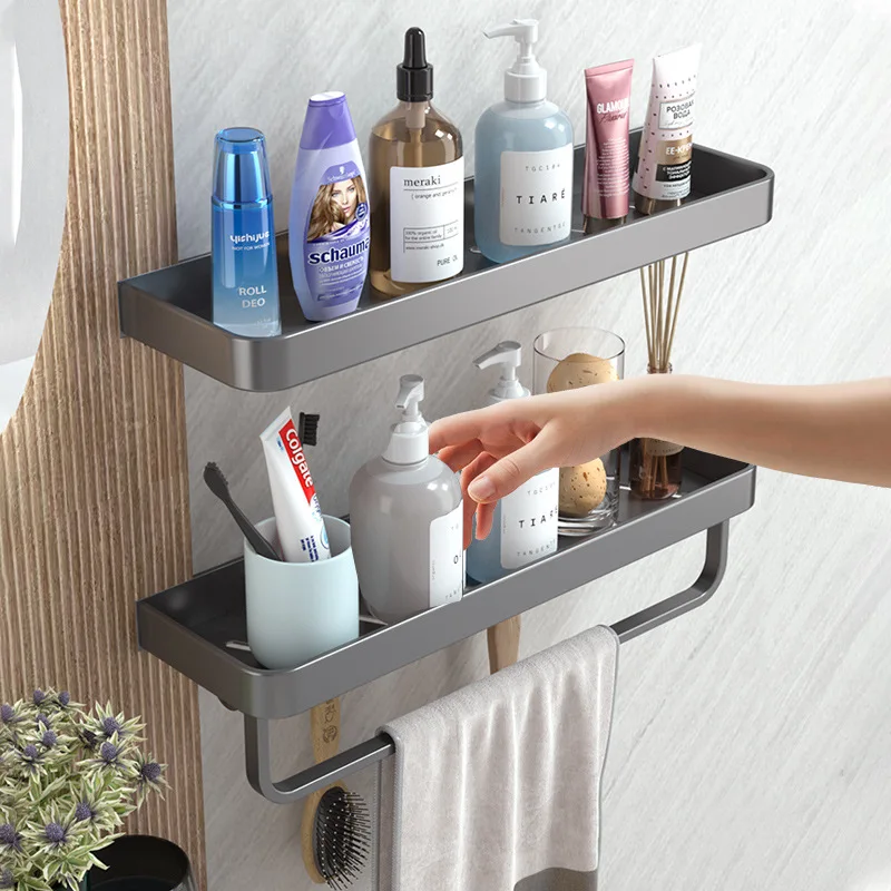 Luxury-Grey-Bathroom-Shelves-Without-Drilling-Aluminum-Shower-Wall ...