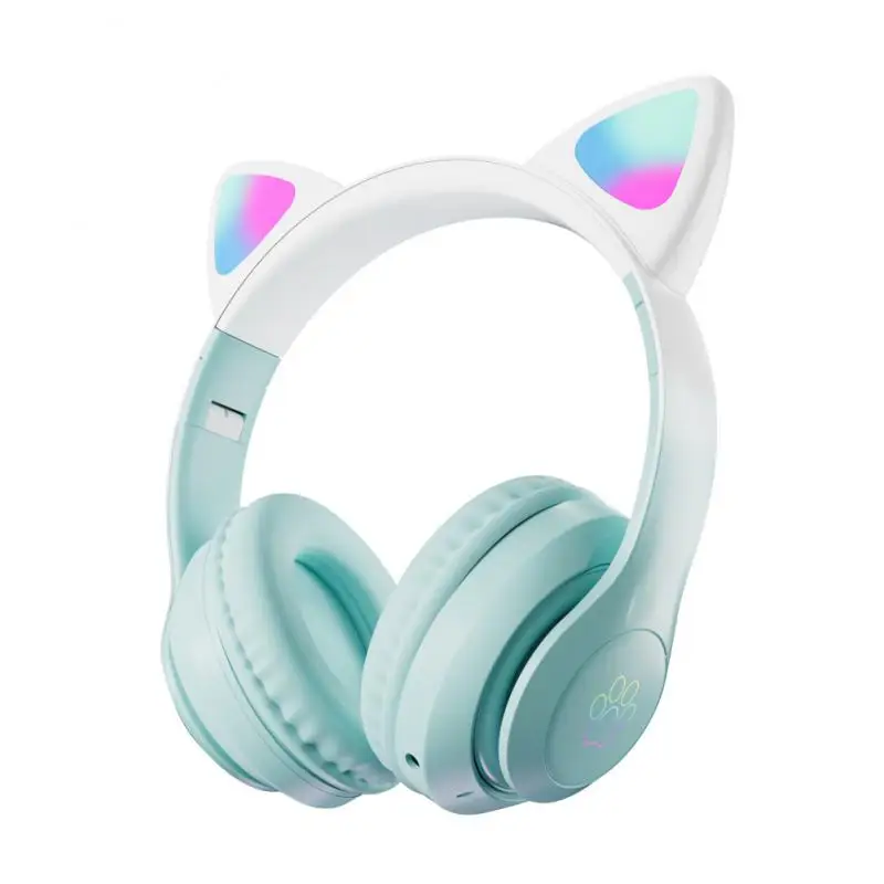 Casque sans fil avec oreilles de chat mignonnes pour enfants, casque de  musique stéréo LED, casque Bluetooth avec micro, flash lumineux, cadeau  pour fille - AliExpress