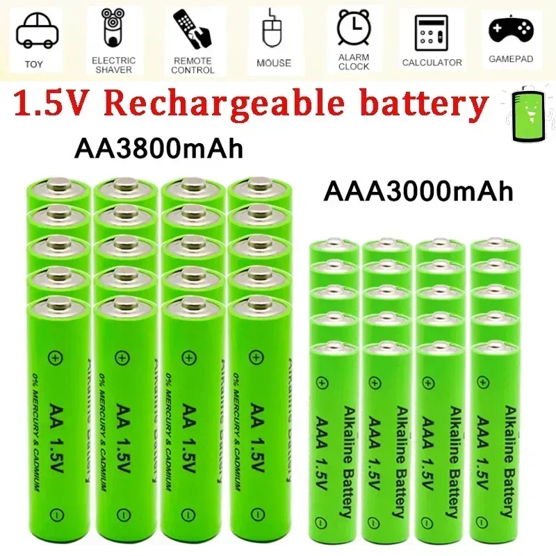 AA + AAA Rechargeable AA 1.5V 3800mAh / 1.5V AAA 3000mah Alkaline