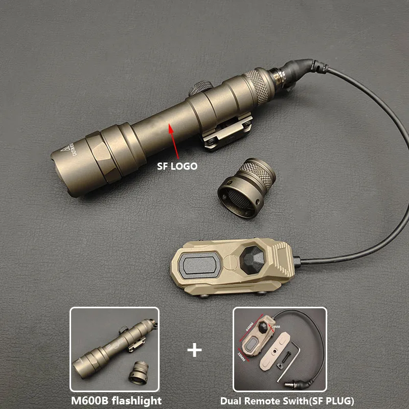 

Tactical Surefir M300B M600B White LED Scout Flashlight With SF Constant/Momentary Dual Function Remote Switch Fit 20MM Rail Set