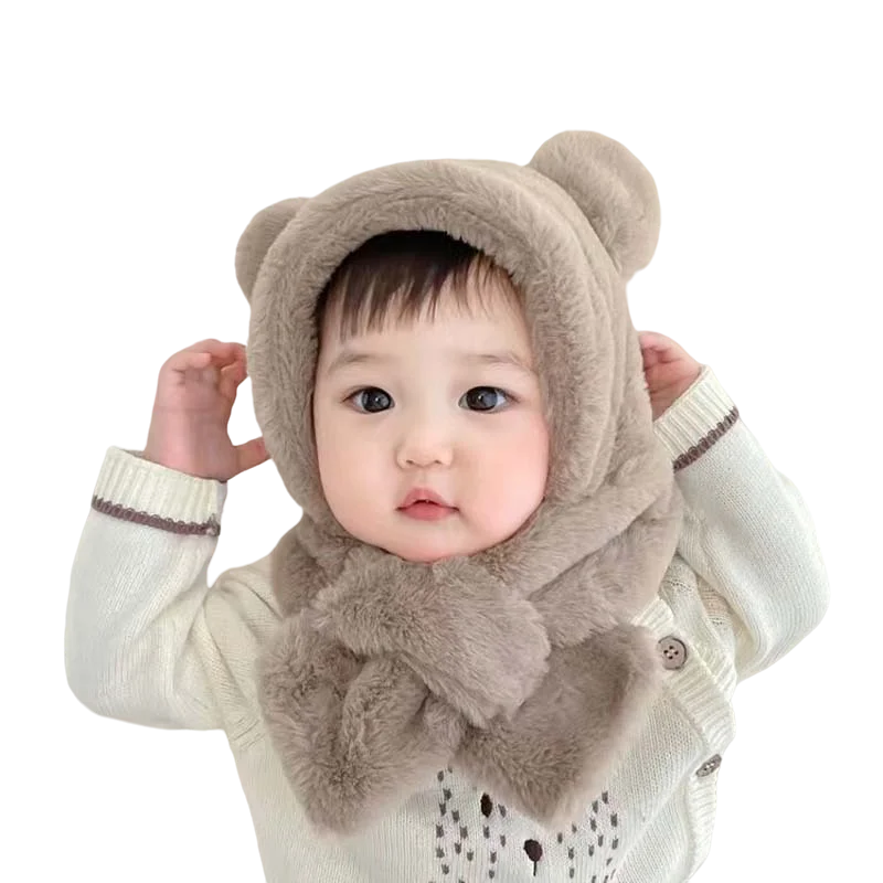 Baby Girl Cap Shawl Caftan For Winter In Round Neck Fur Design From 1 TO 4 years In Brown Color main image 1