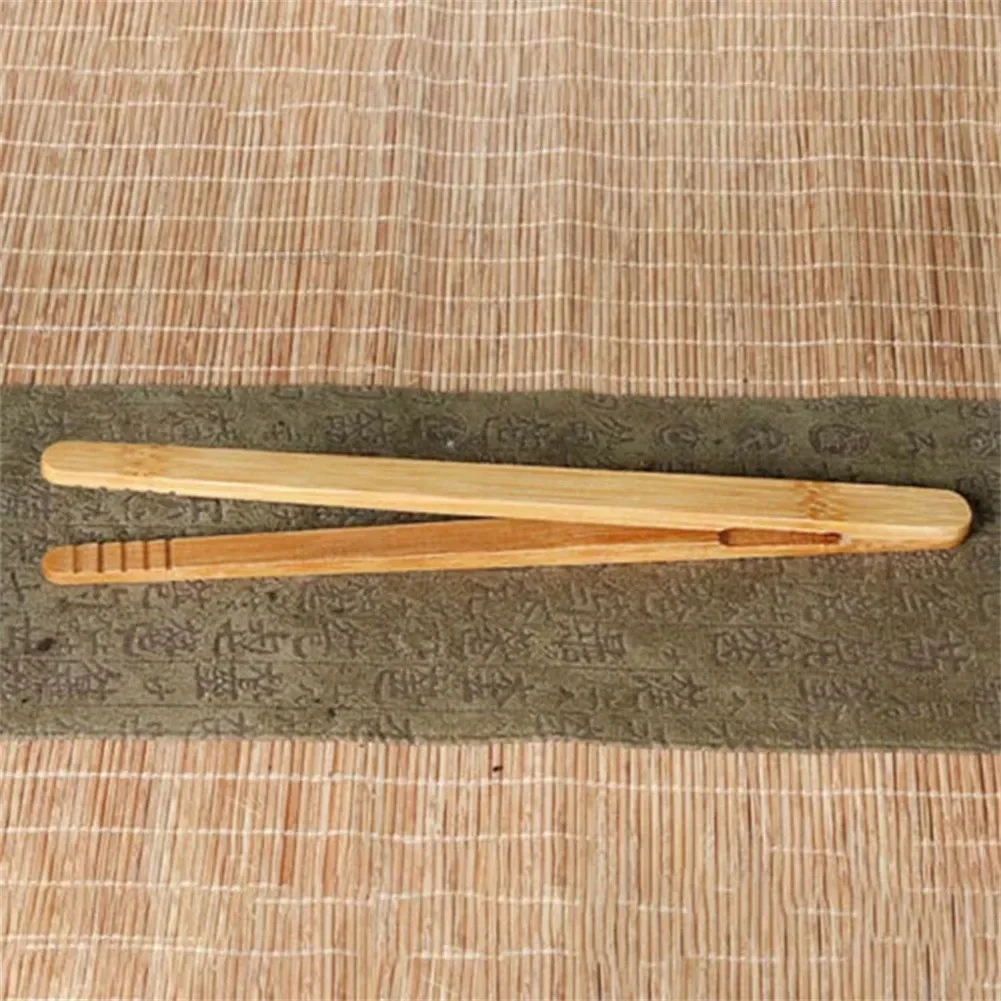 Bamboo Tea Accessories Wooden Food Tongs Bamboo Tongs 2Pcs Bamboo Wood Wooden Food Toast Salad Tongs Toaster Bacon Sugar Ice Tea Tong Tea Clips Teaware For Kitchen
