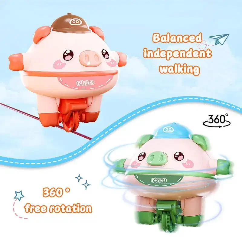 Children's automatic balancing pig black-tech tumbler unicycle tightrope-walking electric educational spinning top