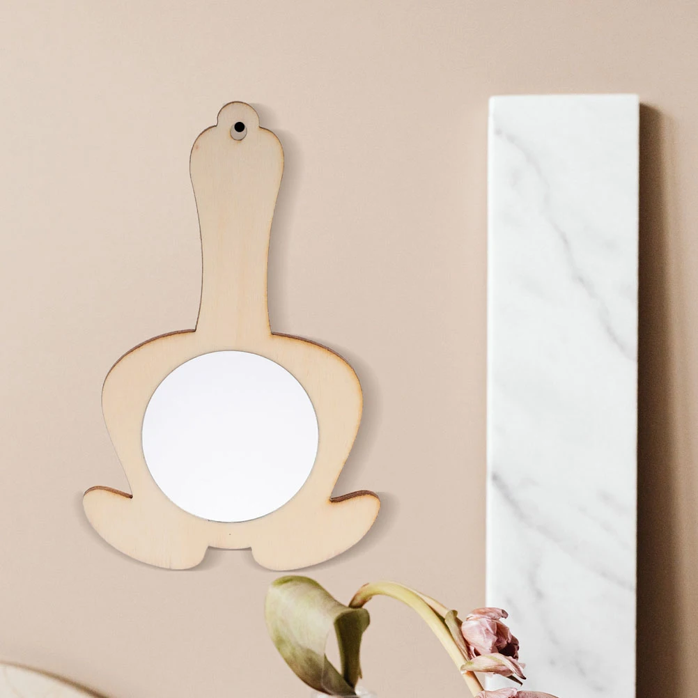 5개 DIY 나무 화장대 거울 무도색 H형 빈 공예품 어린이 가족 H형 장난감 장식 나무 거울 용품