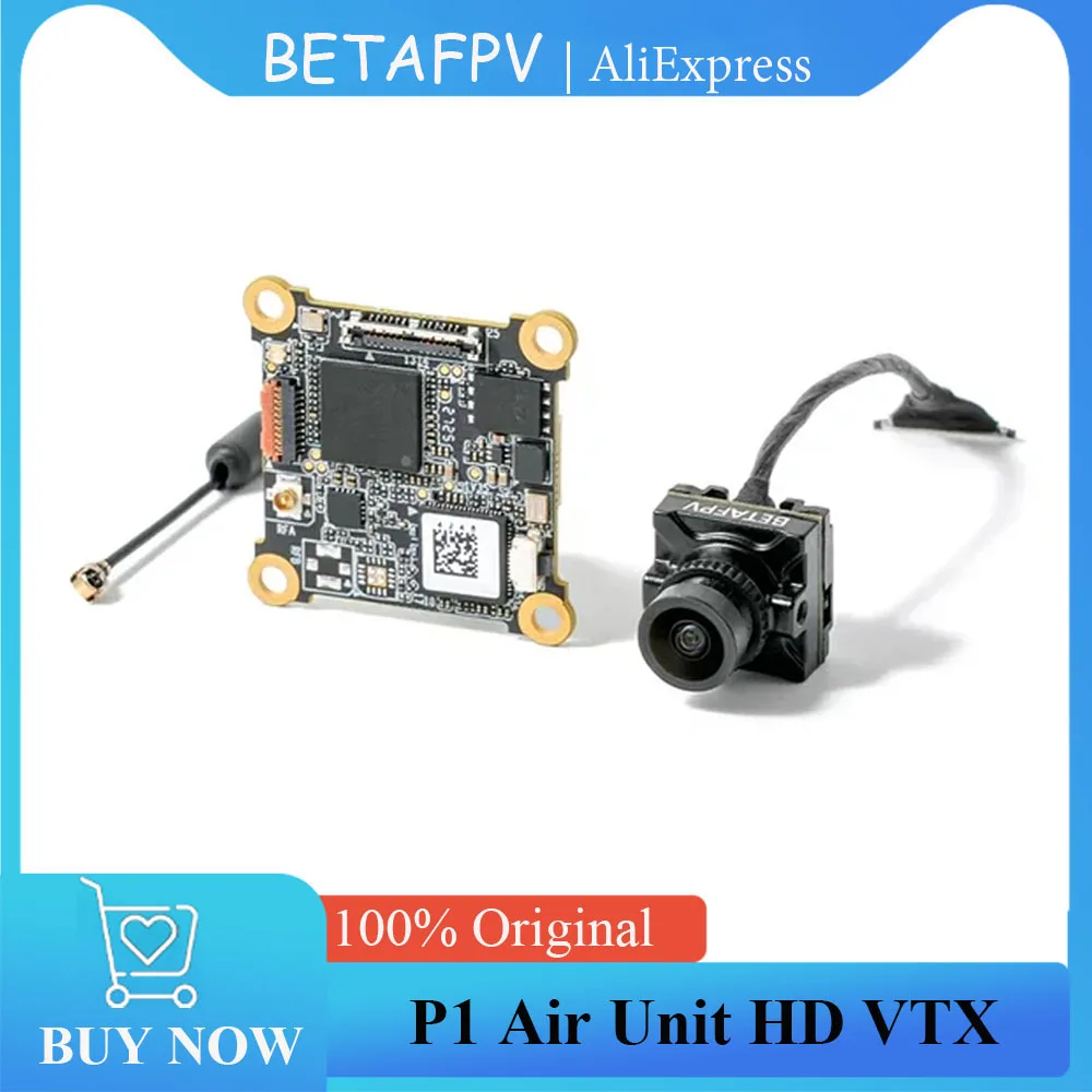 VTX HD P1 ArtLynk 1080p 60fps 5km pour drone FPV course, vue de dessus sur fond noir.