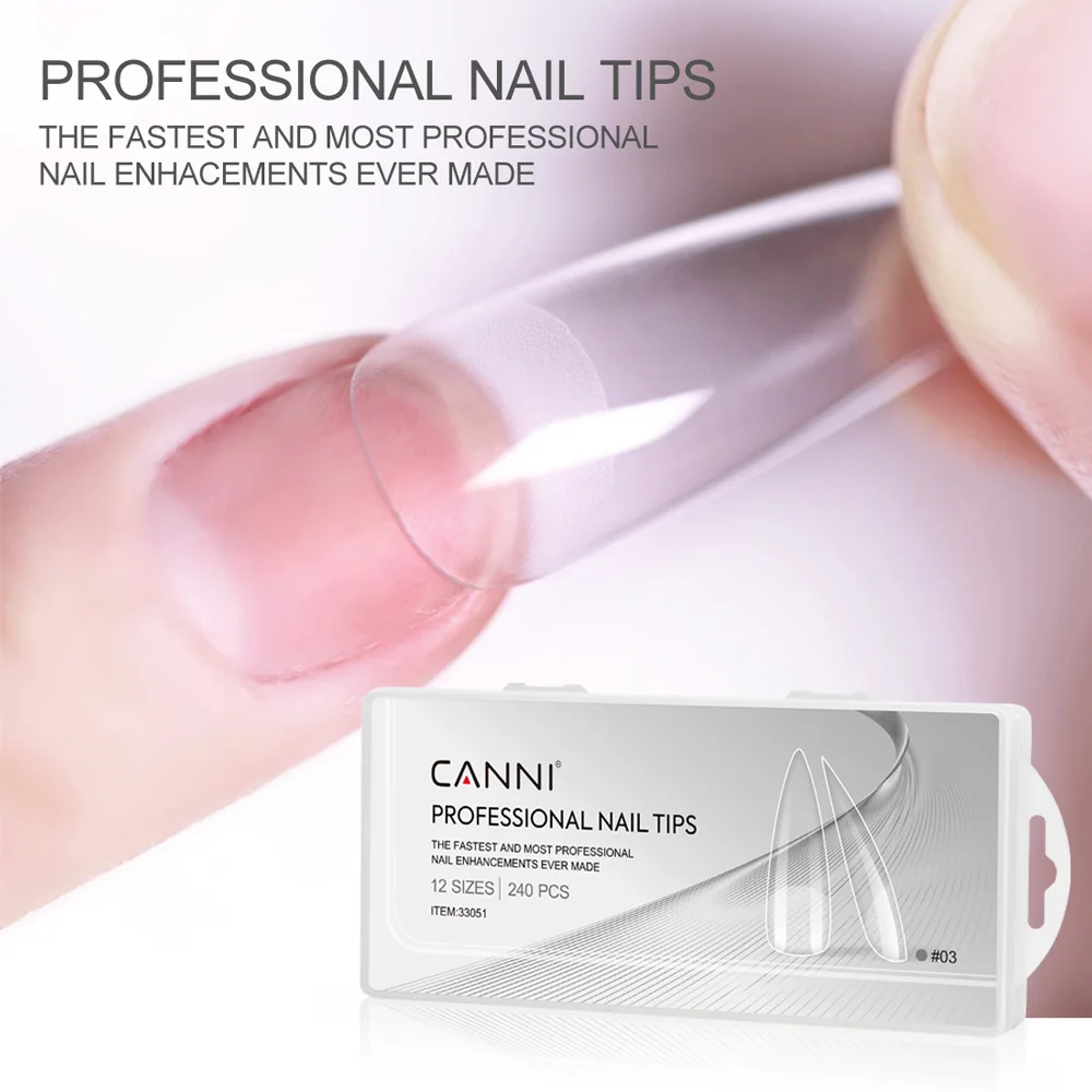 Cani 240 stücke drücken auf gefälschte Nägel halb matter Mandel sarg voll/halb Acryl quadrat falsche Nagels pitzen verlängern Verlängerung klebers pitzen – Detail 9